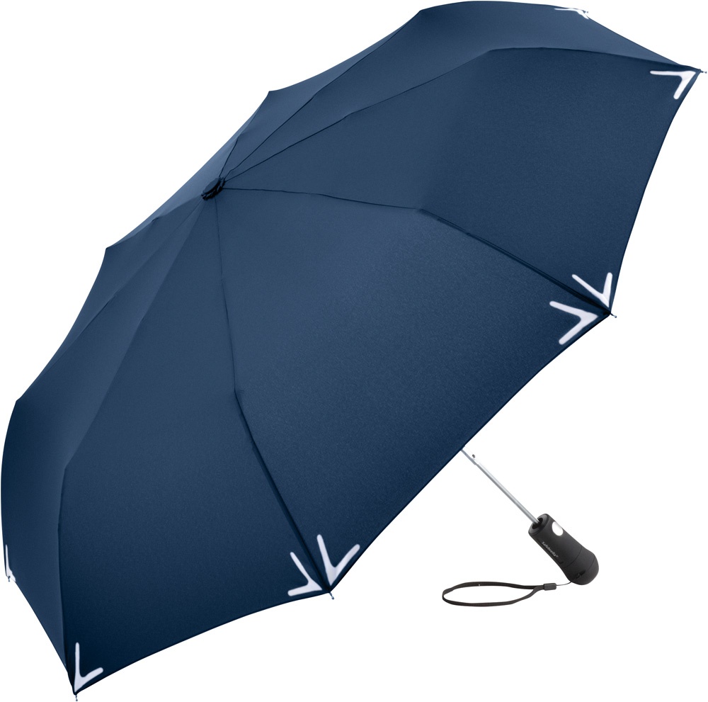 Logo trade reklaamtoote pilt: Helkuräärisega AC Safebrella® LED minivihmavari 5571, sinine