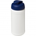 Baseline® Plus 500 ml Sportflasche mit Klappdeckel, Weiß / Blau