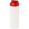 Baseline® Plus grip 750 ml Sportflasche mit Klappdeckel, Transparent / Rot