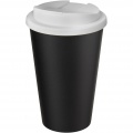 Americano® Eco 350 ml recycelter Becher mit auslaufsicherem Deckel, Weiß / Tiefschwarz