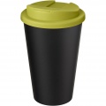 Americano® Eco 350 ml recycelter Becher mit auslaufsicherem Deckel, Limettengrün / Tiefschwarz