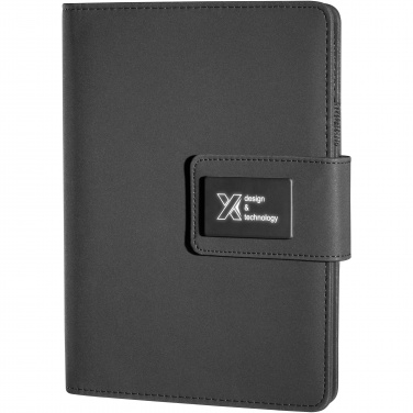 Logotrade Geschäftsgeschenke das Foto: SCX.design O16 A5 Notizbuch mit Powerbank und Leuchtlogo