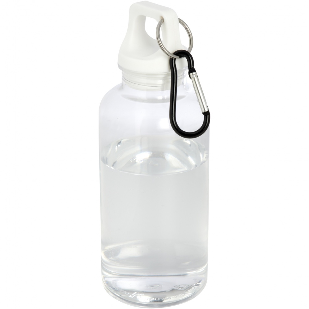 Logotrade Geschäftsgeschenke das Foto: Oregon 400 ml RCS-zertifizierte Trinkflasche aus recyceltem Kunststoff mit Karabiner 