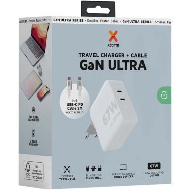 Logotrade Logogeschenke das Foto: Xtorm XVC2067 GaN Ultra 67 W Reiseladegerät mit 100 W USB-C PD-Kabel