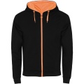 Fuji Kaputzensweatjacke Unisex, Tiefschwarz / Fluororange