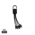 4-in-1 Kabel mit Karabiner-Clip, Schwarz