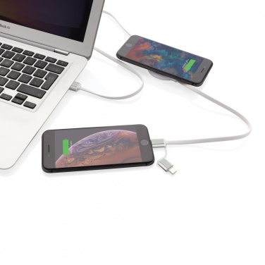 Logotrade Logogeschenke das Foto: 3-in-1 Kabel mit 5W Bambus Wireless Charger