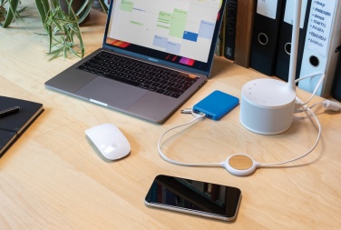 Logotrade werbemittel das Foto: 3-in-1 Kabel mit 5W Bambus Wireless Charger