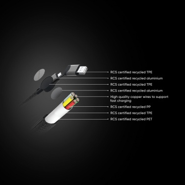 Logotrade Firmengeschenke das Foto: Oakland RCS rKunststoff 1,2m 6-in-1 Fast-Charging 45W Kabel