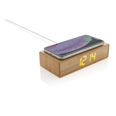 : Wecker mit 5W Wireless Charger aus Bambus