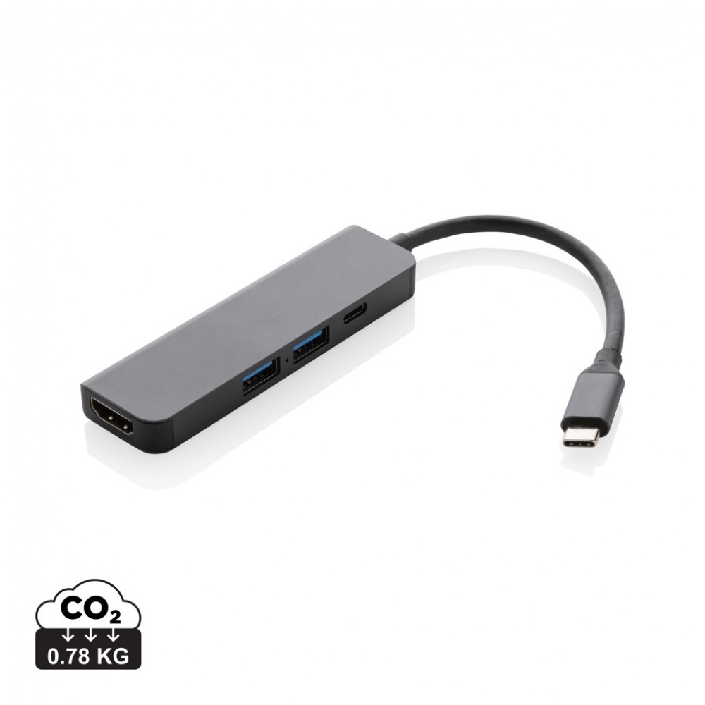 Logotrade werbemittel das Foto: Terra Hub aus RCS recyceltem Aluminium mit HDMI-Input