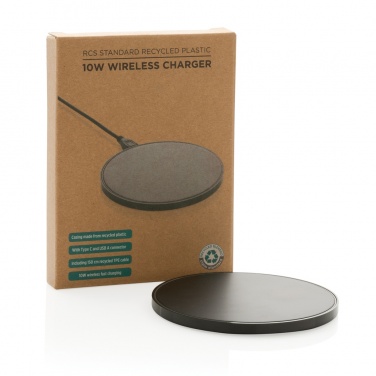 Logotrade Geschäftsgeschenke das Foto: 10W Wireless Charger aus RCS Standard recyceltem Kunststoff