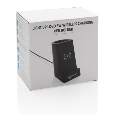 Logotrade Geschäftsgeschenke das Foto: Light Up Logo 5W Wireless Charging Stiftehalter