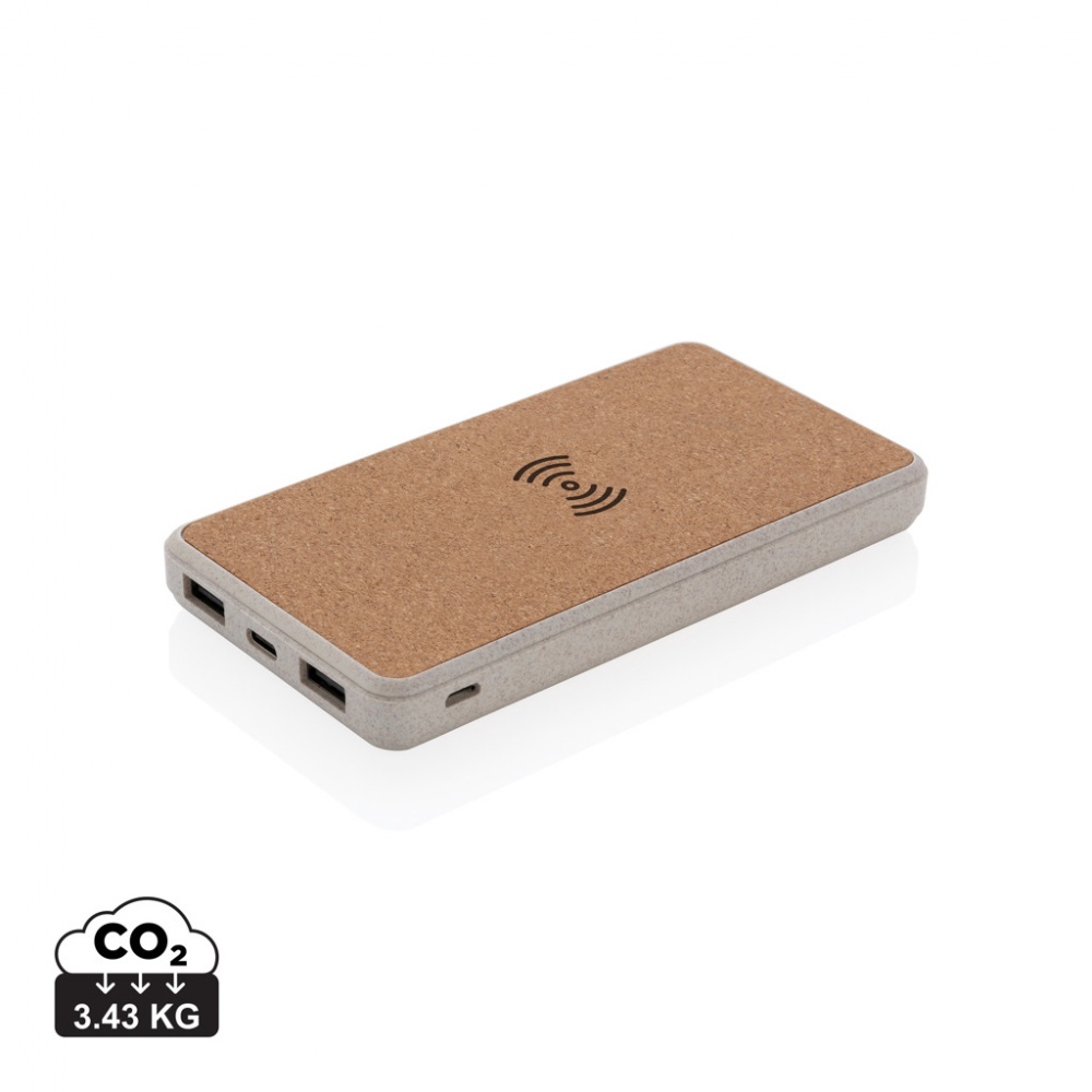 Logotrade Werbeartikel das Foto: Kork und Weizen 8.000 mAh Wireless Powerbank