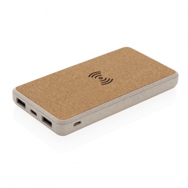 Logotrade Werbegeschenke das Foto: Kork und Weizen 8.000 mAh Wireless Powerbank