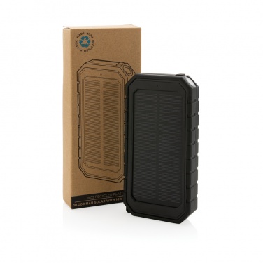 Logotrade Logogeschenke das Foto: 10.000 mAh Solar-Powerbank mit 10W Wireless aus RCS Plastik