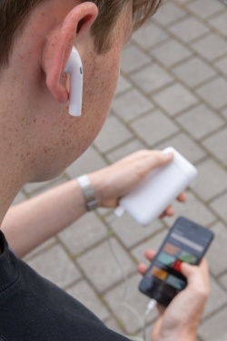 Logotrade Geschäftsgeschenke das Foto: Liberty TWS Ohrhörer mit 5.000 mAh Powerbank