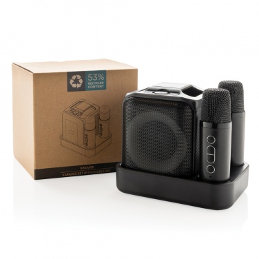 Logotrade Firmengeschenke das Foto: Singvibe Karaoke-Set mit Doppelmikrofon aus RCS rec. ABS