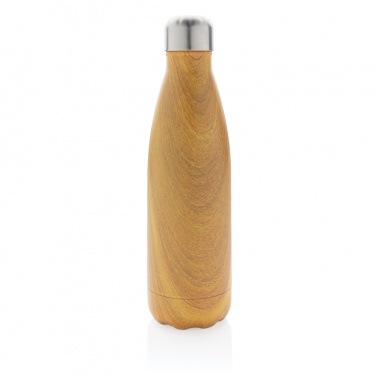 : Vakuumisolierte Stainless Steel Flasche mit Holzoptik