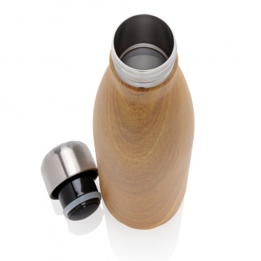 : Vakuumisolierte Stainless Steel Flasche mit Holzoptik