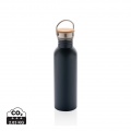 Moderne Stainless-Steel Flasche mit Bambusdeckel, Blau