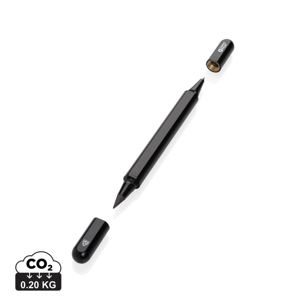 Logotrade Werbeartikel das Foto: Swiss Peak Storm Dual-Tip-Pen aus RCS recyceltem Aluminum