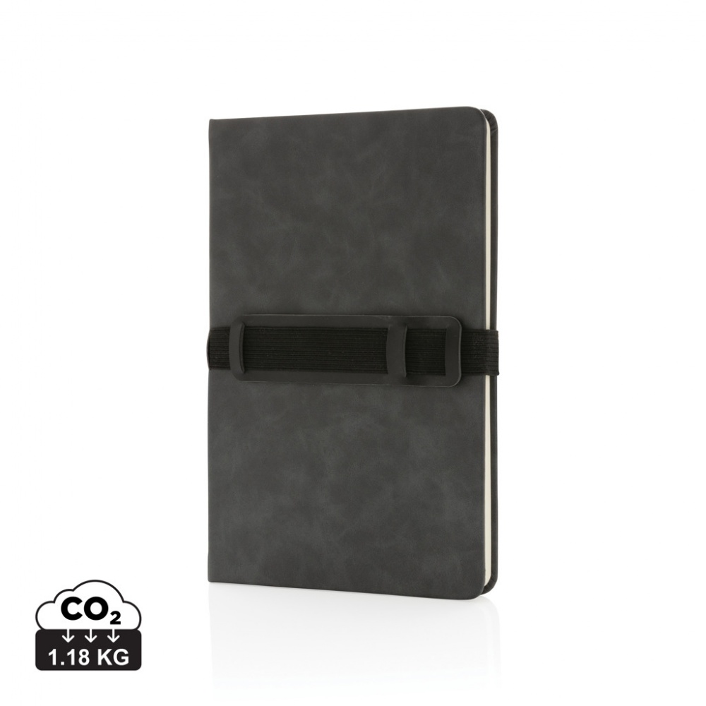 : Deluxe Hardcover PU Notizbuch mit Handy- und Stiftehalter