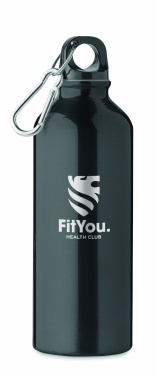 Logotrade Geschäftsgeschenke das Foto: Einwandige 500-ml-Wasserflasche aus recyceltem Aluminium mit Karabiner