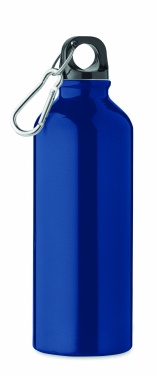 Logotrade Werbeartikel das Foto: Einwandige 500-ml-Wasserflasche aus recyceltem Aluminium mit Karabiner