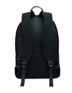 Logotrade werbemittel das Foto: Ein 15-Zoll-Laptop-Rucksack aus recycelter Baumwolle (Pre-Consumer) und recyceltem Polyester mit individuell anpassbarem Druck