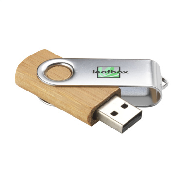 Logotrade Werbeartikel das Foto: USB Twist Bamboo ab Lager 32 GB