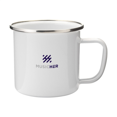 Logotrade Werbegeschenke das Foto: Retro Silber Emaille Tasse 350 ml