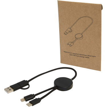 Logotrade Werbeartikel das Foto: Citala 30 cm 5-in-1 Kabel aus recyceltem Kunststoff für Datenübertragung und 27W Schnellladung