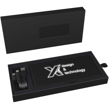 Logotrade Werbeartikel das Foto: SCX.design P30 8000 mAh Solar Powerbank mit Leuchtlogo