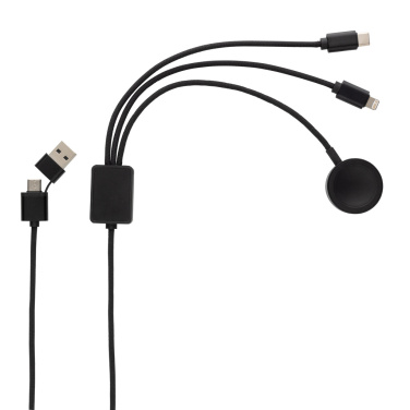 Logotrade Werbeartikel das Foto: Terra RCS rPET 6-in-1-Ladekabel mit Uhrenladegerät