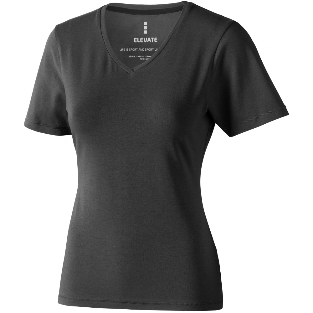 Logo trade business gifts image of: Kawartha short sleeve ladies T-shirt, dark grey