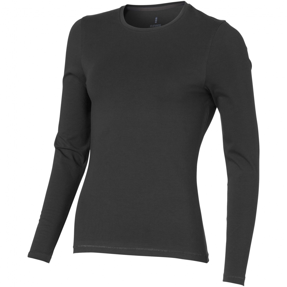 Logo trade promotional merchandise photo of: Ponoka long sleeve ladies T-shirt, dark grey