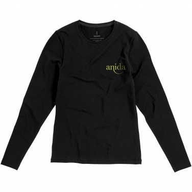 Logo trade promotional giveaways picture of: Ponoka long sleeve ladies T-shirt, black