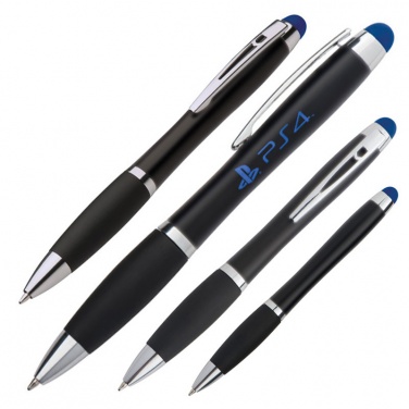 Logo trade promotional giveaways picture of: Light up touch pen for engraving LA NUCIA, Blue