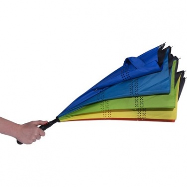 Logo trade business gifts image of: Colourful reversible automatic umbrella, multicolor