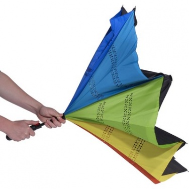 Logo trade promotional giveaways image of: Colourful reversible automatic umbrella, multicolor