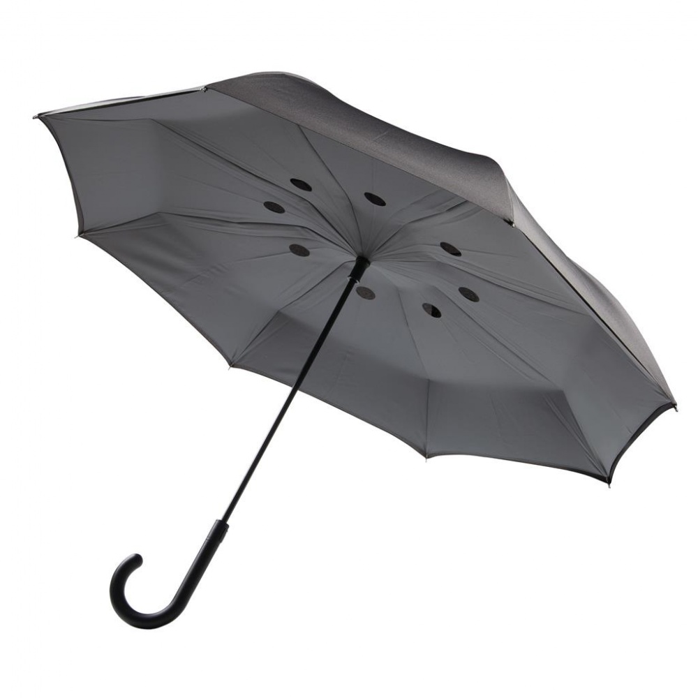 Logo trade promotional merchandise picture of: Reversible windproof  umbrella 23”, grey