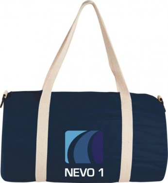 Logo trade promotional giveaway photo of: Cochichuate cotton barrel duffel bag, navy