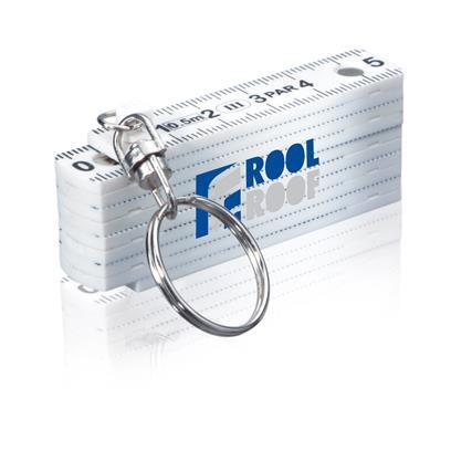 Logo trade promotional gift photo of: Folding mini measuring tape - keychain 0.5 M, white