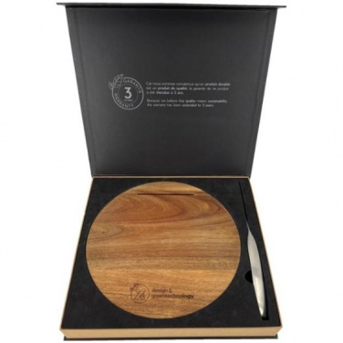 Logo trade corporate gifts image of: Wooden cutting board and knife set, natural