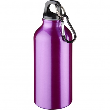 Logo trade promotional giveaways image of: Oregon 400 ml aluminium water bottle with carabiner