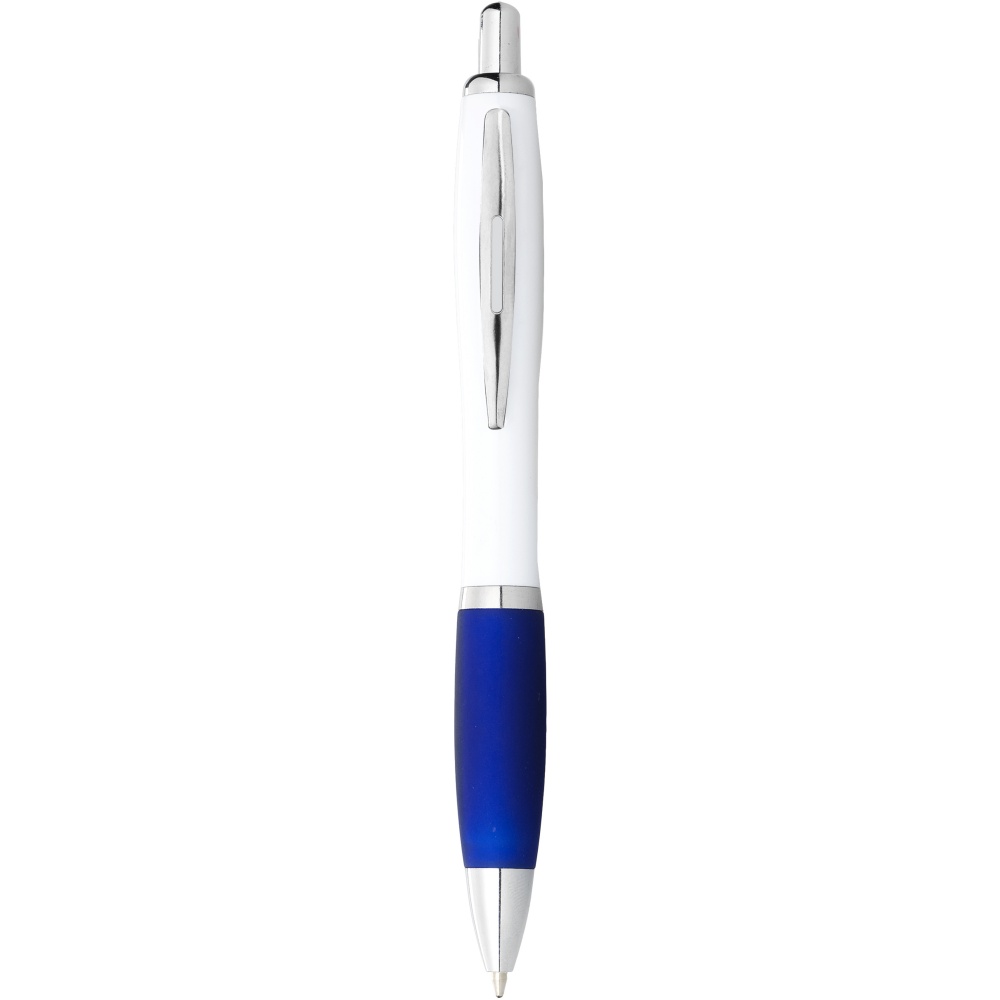 Logo trade promotional giveaways picture of: Nash ballpoint pen with white barrel and coloured grip