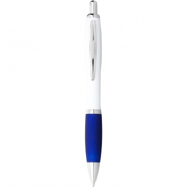 Logo trade advertising product photo of: Nash ballpoint pen with white barrel and coloured grip