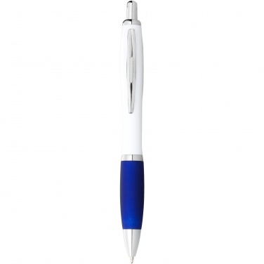 Logo trade promotional giveaway photo of: Nash ballpoint pen with white barrel and coloured grip