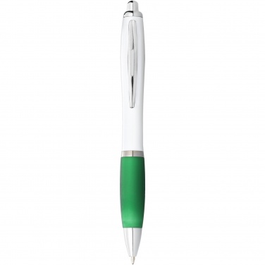 Logo trade promotional giveaway photo of: Nash ballpoint pen with white barrel and coloured grip